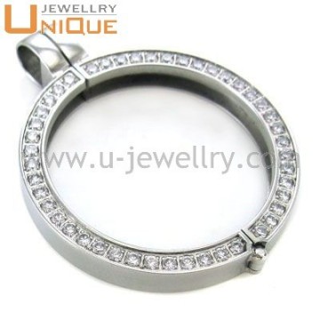 Popular design setting stones 316L stainless steel coin locket