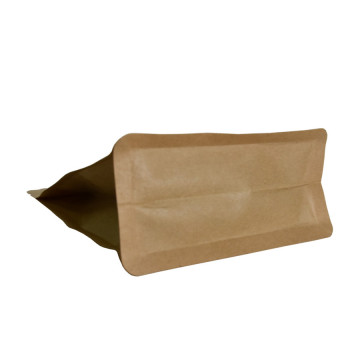 再封印可能な茶色のクラフト紙コーヒーフォイルバッグフラットボトムポーチ