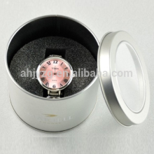80*74mm metal round watch box with pvc window