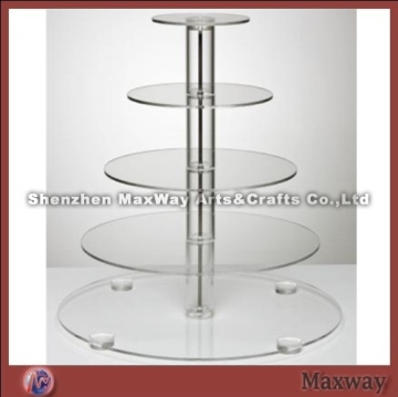 5-tier round durable clear lucite cupcake stand