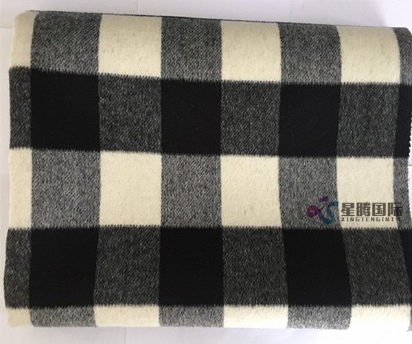 Black and white Plaid 100% Wool Fabric