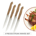 4-teiliges Steakmesserset mit Holzgriff