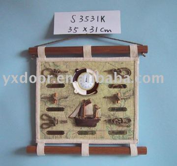 cloth nautical wall hanging/ cloth frame clock/ cloth decorative hang wall clock