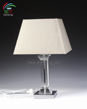 square crystal table lamp with fabric shade