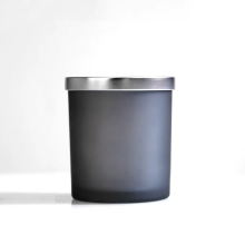 Grey Glass Candle Jar with Metal Lid