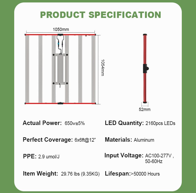 ราคาโรงงาน SMD3030 650W LED Grow Light Bar