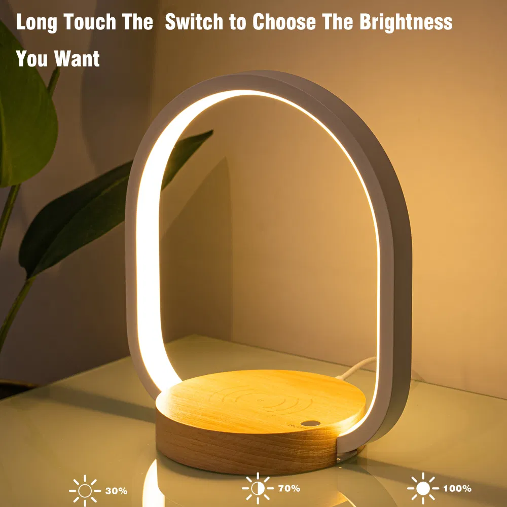 Modern LED Bedside Lamp with Wireless Charging Station