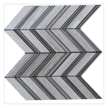 Honed Surface Fish Bone Grey Marble Mosaic Tiles