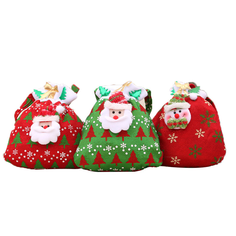 Present Bag Children Red Portable Candy Bag Old Man Snowman Apple Bag