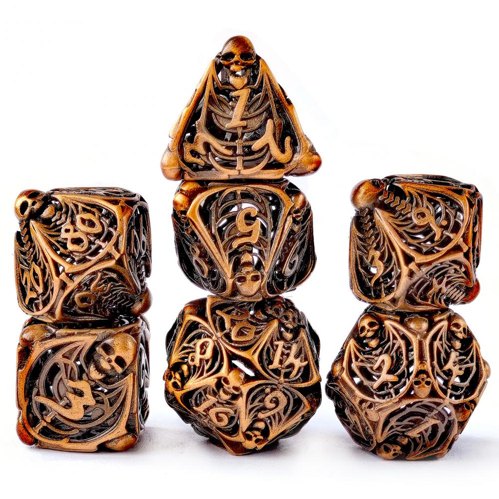 Ancient Gold Metal Dice 3d Skull