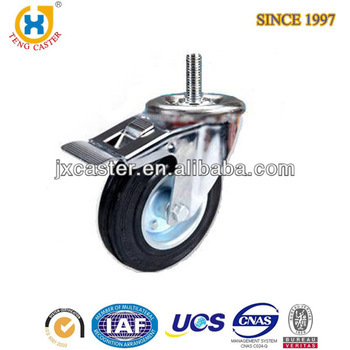 5-inch brake rubber wheel,locking caster wheels
