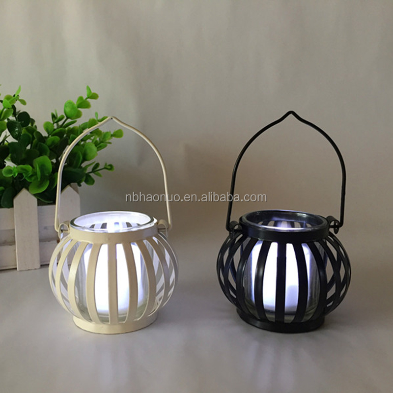 European iron art glass retro wind lantern, pumpkin candlestick, wedding photography props, valentine's small gifts