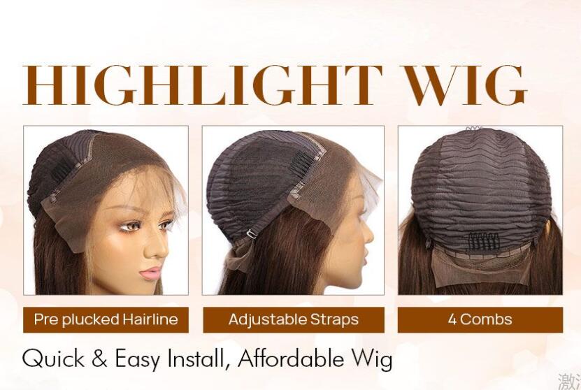 Remy Glueless Full Lace Frontal Wig Curly Human Hair Wigs PrePlucked Cuticle Aligned Brazilian Highlight Color Lace Front Wigs