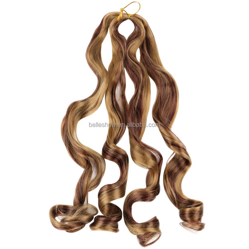 Hot sell  Synthetic shiny silk Wave straight Curls French Curly Crochet Braids spiral curl hair