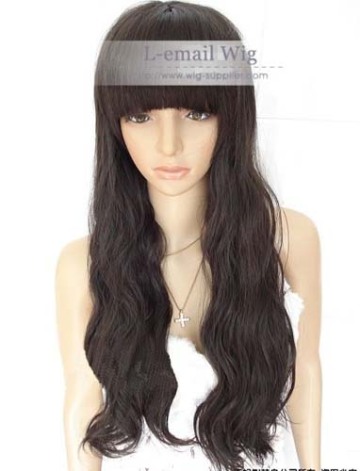 LONG black wave Kanekalon cosplay hair wig WA158