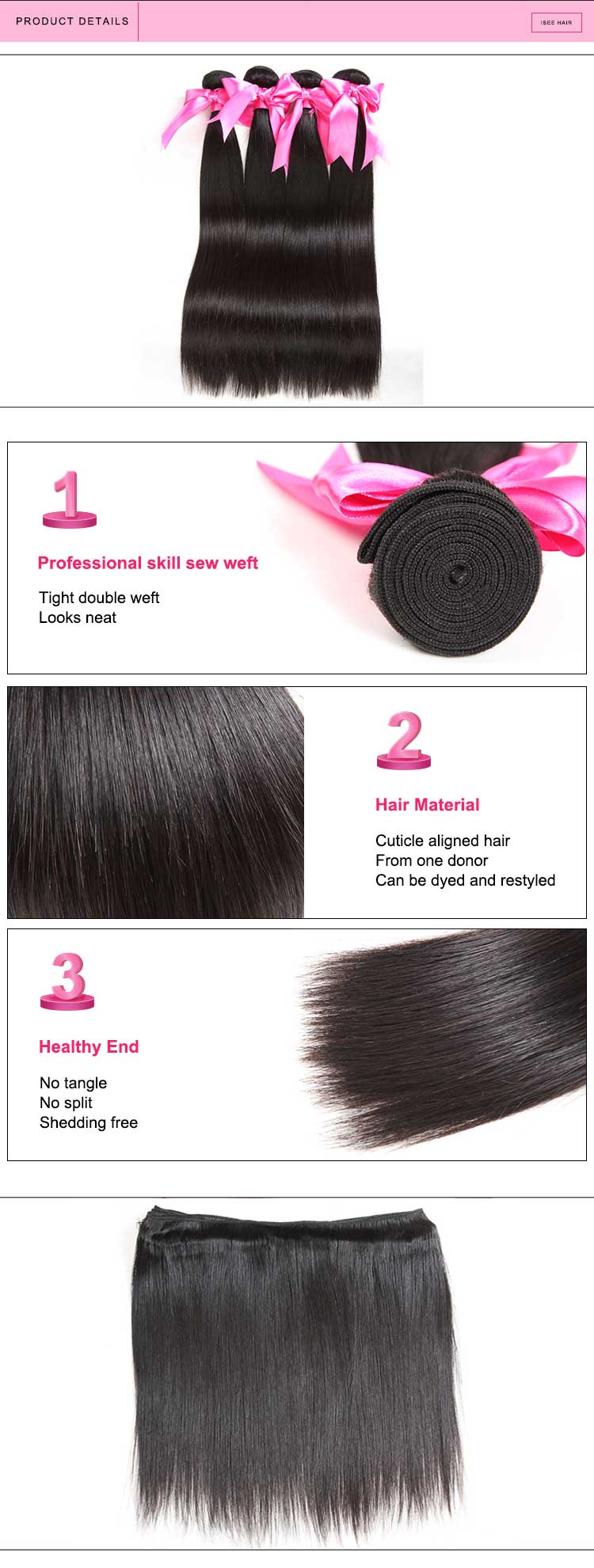 Isee Cuticle Aligned Kinky Straight Weave Hair 12A Grade Best Quality Raw Cuticle Aligned Virgin Human Hair Bundles Vendors