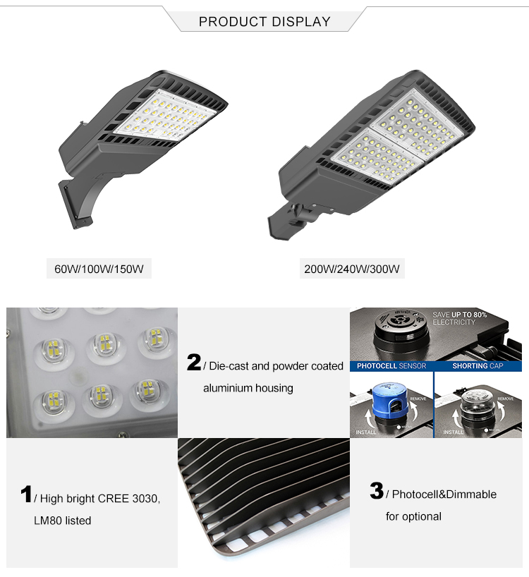 High Performance IP65 Waterproof Led 150W Parking Lot Light Shoebox Street Light for Road with 5 Years Warranty Led Shoebox