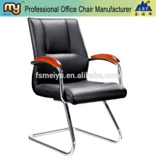Pu leather visitor chair with wooden pad arm-D8226