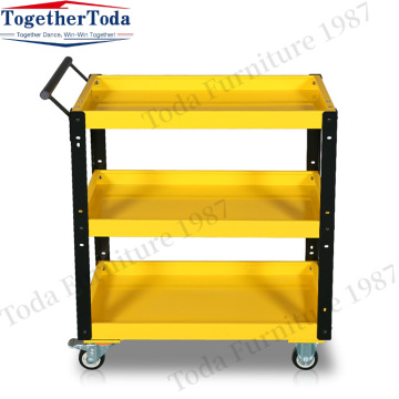 Three-layer multi-functional metal trolley for workshop