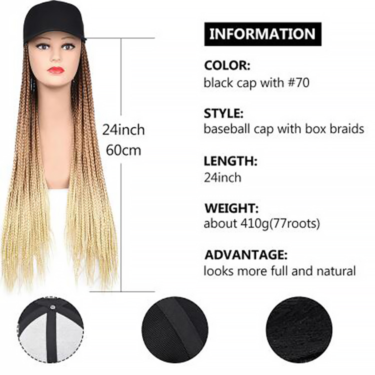 Julianna Hair Synthetics Ready To Ship Stock Custom Hat Wig Wholesale Braids Quality Baseball Cap Wigs