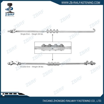 Insulated double end gauge tie rod for switches