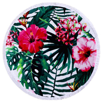Tropical Forest Banana Leaves Round Beach Towels