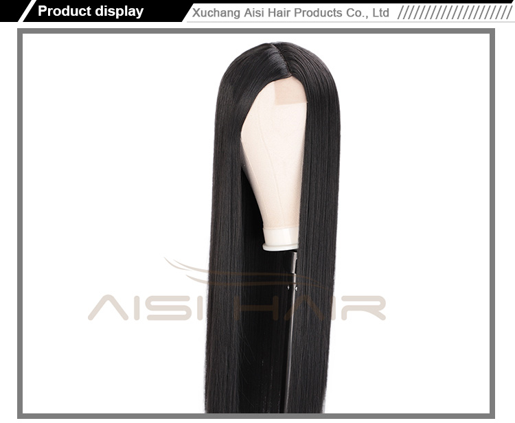 Aisi Hair 26 Inch Natural Black Wig Long Silky Straight Lace Frontal Wig Middle Part Synthetic Front Lace Hair Wigs For Women