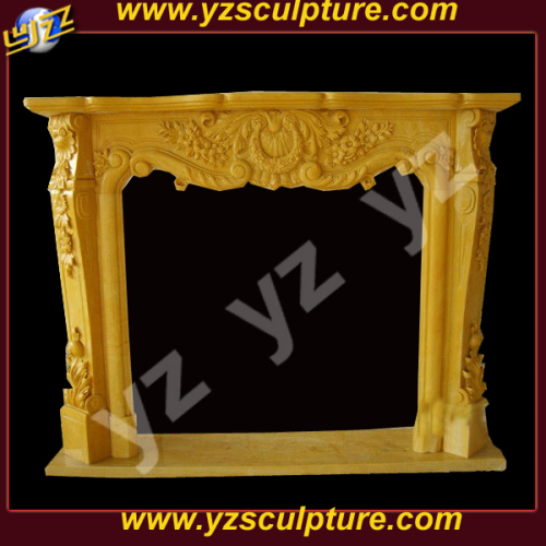 Indoor Yellow Stone Fireplace Mantel Electric Fireplace