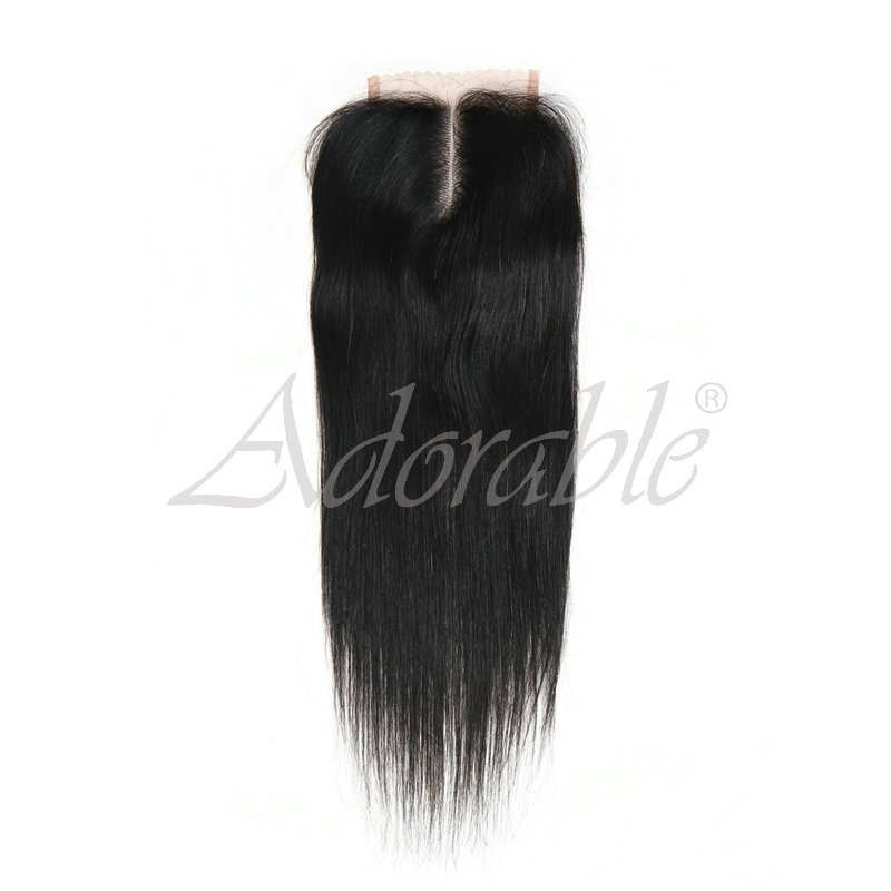 Factory Price Hot Sale brazilian silk straight hair virgin human hair weaving with lace closure STW 4*4