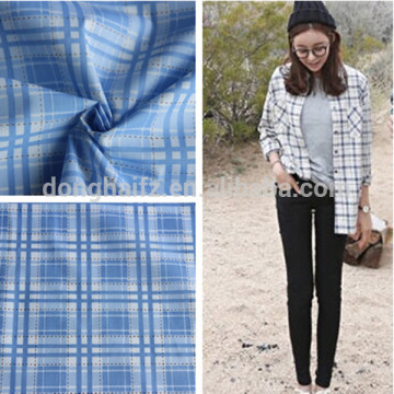 Polyester cotton grid print fabric