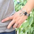 Fashion gelang kulit asli untuk pria dan wanita kunci kami suka paduan logam cincin pesona cinta hadiah valentine