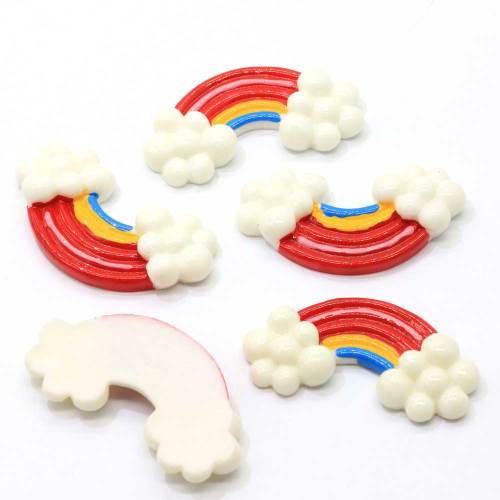 100pcs flache Rückseite bunte Wolke 7 * 23 * 45mm niedliche Harze Cabochon DIY Craft Decor Charms Kids Toy Decor Slime