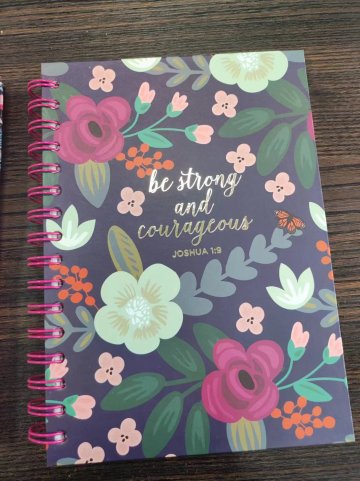 Be Strong and Courageous Christian Journal Floral Spiral Hardcover