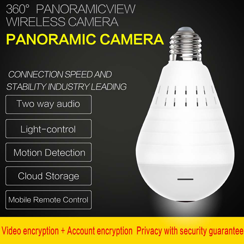 960p Wifi Panoramic 360 Degree Wireless Home Security Video Surveillance Night Version Two Way Audio Led Bulb With Camera