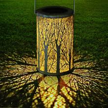 Solar Lantern Lights: Outdoor Garden Hanging Metal Tree Branch Pattern Lights