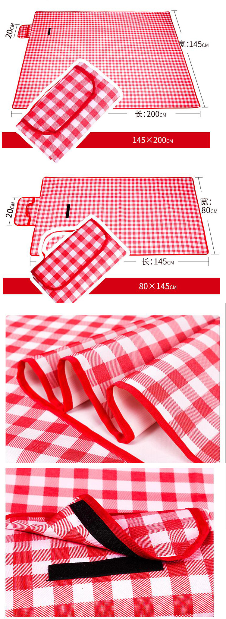 Wholesale Waterproof Foldable Outdoor Camping Mat Widen Picnic Mat Plaid Beach Blanket Baby Multiplayer Mat