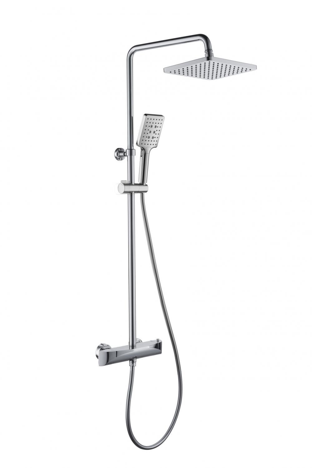 Exposed Thermostatic Rain Shower System With Handheld