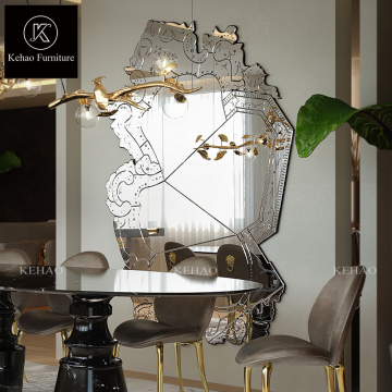 Modern Luxury Large Silver Metal Framed Wall Mirror