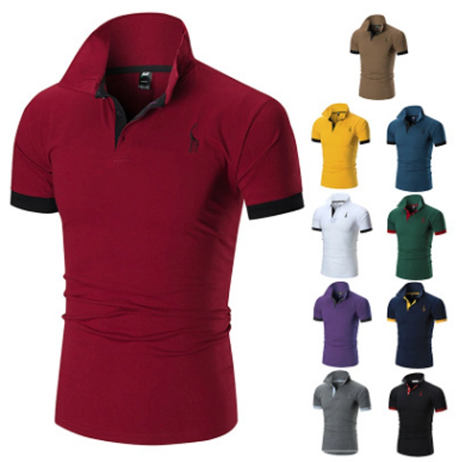 Men's Short Sleeve Polo Shirts Giraffe Contrasting Colors Golf Tennis T-Shirt