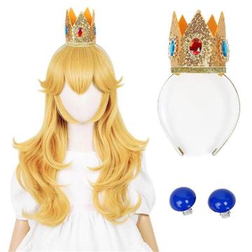Kids 80 cm Long Body Wave Gold Cosplay Wig - Princess Peach