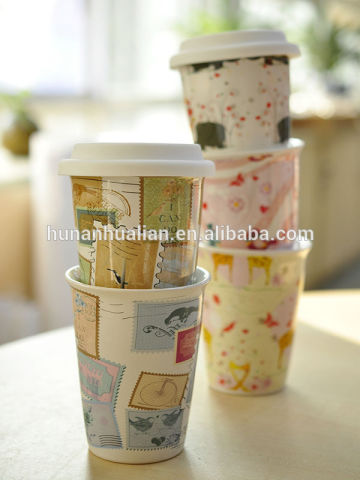 custom ceramic coffee mug with silicone lid