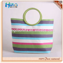 HIFA Rainbow Beach Bag Striped Paper Straw Bag