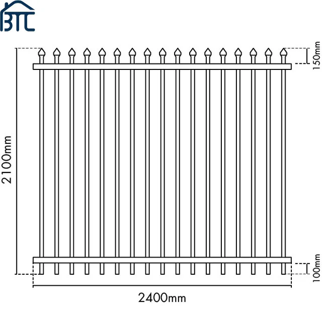 Powder Coated Black Industrial Steel Fence Panel