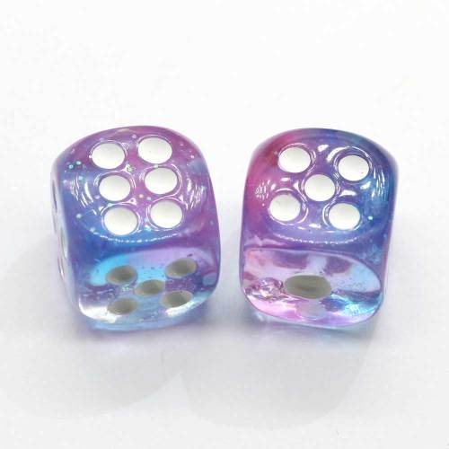 17mm Gradient Color 3D Miniature Figurines Resin Dice Charm For DIY Earring Pendants Making Accessories Charms 14mm