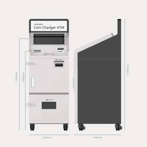 Standalone dị elu nke ATM maka Banknote na Dender Exchange na Kaadị Onye Na-agụ ya