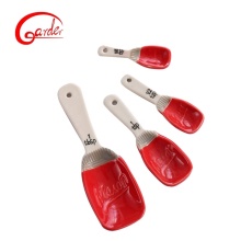 Ceramic Digital Measuring Spoon, Red, Short Handle, Mason Tablespoon