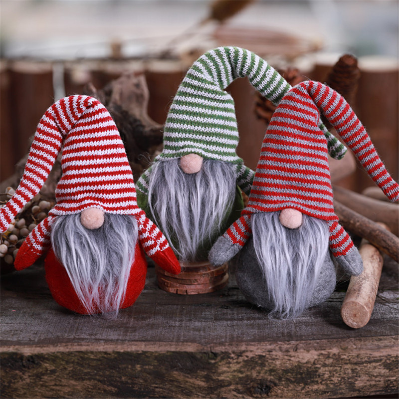 Christmas Decoration Striped Hat Faceless Doll Ornaments Christmas Decorations for Home New Year Gift Navidad Noel Kerst Xmas