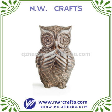 Isaac & newborn iron look resin garden owl ornament