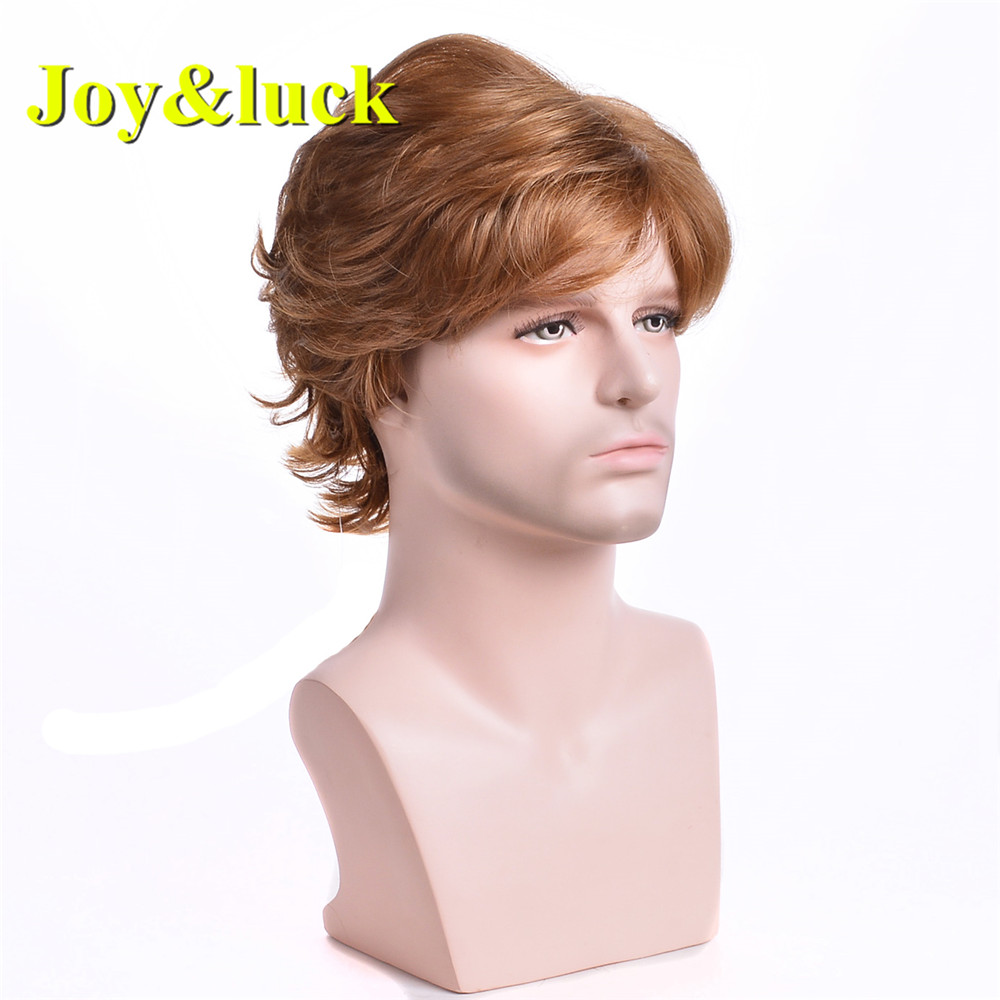 Blond Male Wholesale Mens Hair for Blonde Color Party or Cosplay Wigs Man Straight Men Wigs Short Natural Synthetic Hair Wigs