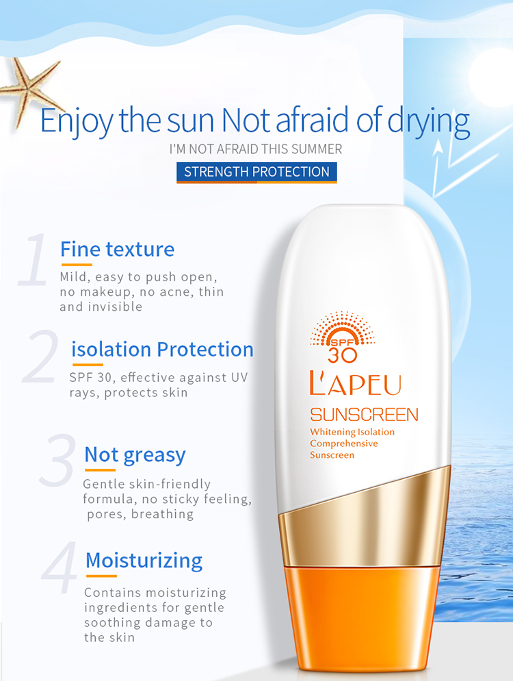 LAPEU OEM Customized multiple sun protection sun cream spf 30 sunscreen cream